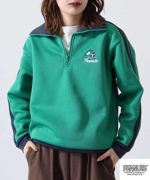 PEANUTS（ピーナッツ）の「PEANUTS スヌーピー 裏起毛 ハーフZIP スウェット トレーナー（スウェット・レディース・ベージュ/カーキ/杢グレー/グリーン/ブルーグレー/ブラック・LL/M/L）」の19枚目の写真