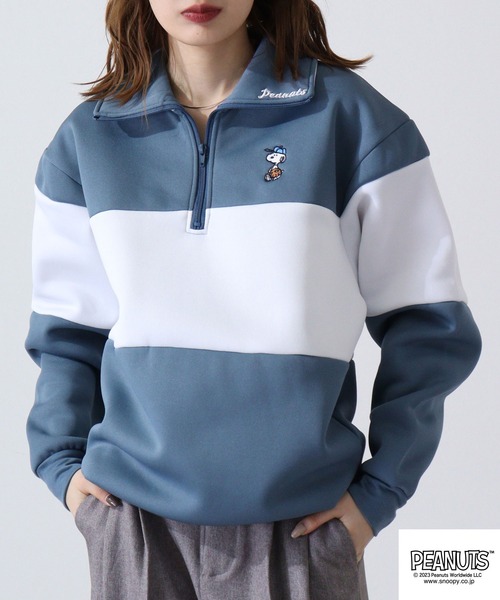 PEANUTS（ピーナッツ）の「PEANUTS スヌーピー 裏起毛 ハーフZIP スウェット トレーナー（スウェット・レディース・ベージュ/カーキ/杢グレー/グリーン/ブルーグレー/ブラック・LL/M/L）」の11枚目の写真