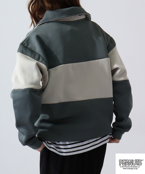 PEANUTS（ピーナッツ）の「PEANUTS スヌーピー 裏起毛 ハーフZIP スウェット トレーナー（スウェット・レディース・ベージュ/カーキ/杢グレー/グリーン/ブルーグレー/ブラック・LL/M/L）」の9枚目の写真