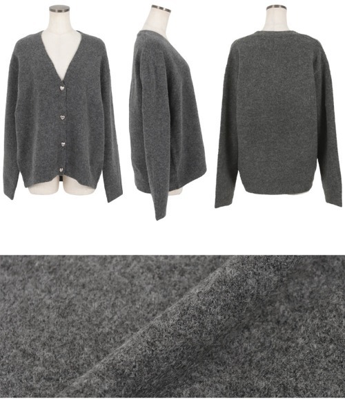 KOBE LETTUCE（コウベレタス）の「ハートボタンニットカーディガン（カーディガン/ボレロ・レディース・ロイヤルブルー/アイボリー/チャコールグレー/ブラウン・M）」の16枚目の写真