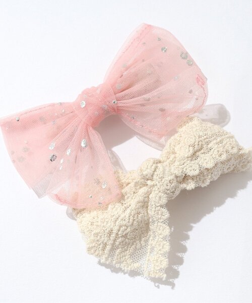 apres les cours（アプレレクール）の「リボンヘアクリップセット（バレッタ/ヘアクリップ・キッズ・ピンク/アイボリー/ミント・FREE）」の5枚目の写真