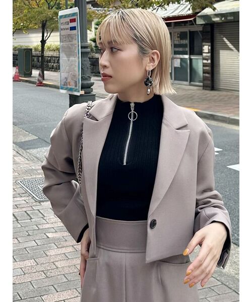 MURUA(ムルーア)の「【SET UP対応】パウダーツイルショートジャケット(テーラードジャケット・レディース・ダークグレー/モカ/ライトグレー/ブルー・FREE)」の5枚目の写真