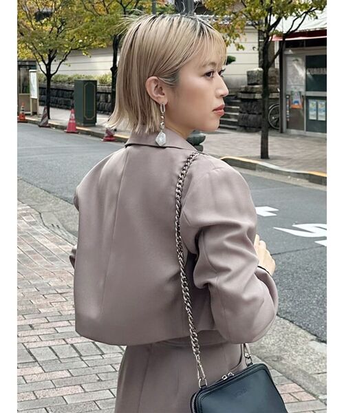 MURUA(ムルーア)の「【SET UP対応】パウダーツイルショートジャケット(テーラードジャケット・レディース・ダークグレー/モカ/ライトグレー/ブルー・FREE)」の7枚目の写真