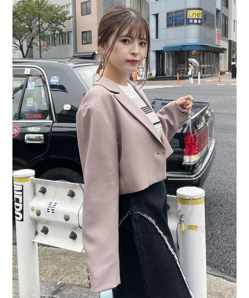 MURUA(ムルーア)の「【SET UP対応】パウダーツイルショートジャケット(テーラードジャケット・レディース・ダークグレー/モカ/ライトグレー/ブルー・FREE)」の10枚目の写真