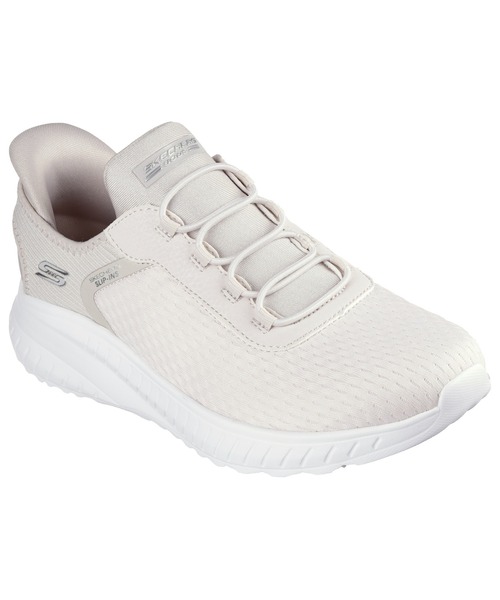 SKECHERS(スケッチャーズ)の「SKECHERS BOBS SQUAD CHAOS-IN COLOR / スケッチャーズ ボブス・スクワッド カオス・イン・カラー【幅広 ワイドタイプ 】(スニーカー・レディース・オフホワイト/ブラック/ライトピンク・24.5cm/24cm/23.5cm/23cm/25cm/22.5cm)」の2枚目の写真