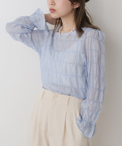 AO2(アオズ)の「Chiffon Sheer tops / シフォンシアートップス(Tシャツ/カットソー・レディース・アイボリー/ライトブルー/ブラック・FREE)」の19枚目の写真