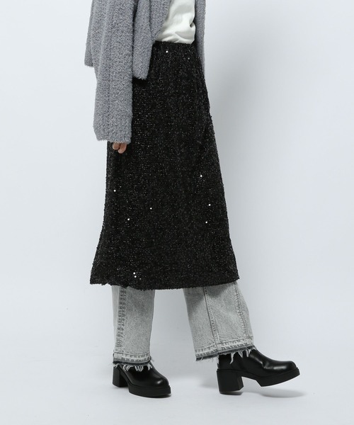 niko and...（ニコアンド）の「スパンコールスカート（スカート・レディース・ブラック/ライトグレー・FREE）」の2枚目の写真