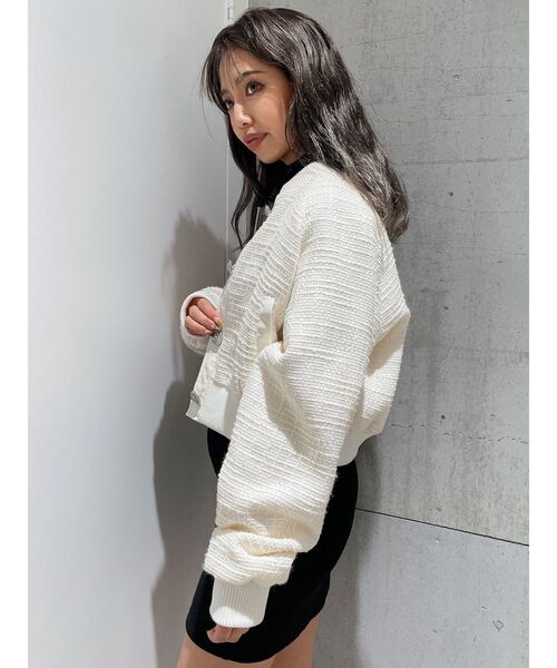 GYDA（ジェイダ）の「mix material ライト中綿ブルゾン（ブルゾン・レディース・オフホワイト/ブラック・FREE）」の13枚目の写真