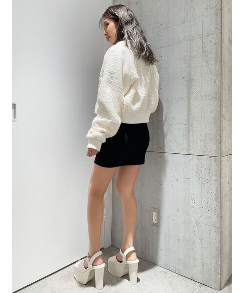 GYDA（ジェイダ）の「mix material ライト中綿ブルゾン（ブルゾン・レディース・オフホワイト/ブラック・FREE）」の14枚目の写真