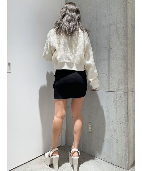 GYDA（ジェイダ）の「mix material ライト中綿ブルゾン（ブルゾン・レディース・オフホワイト/ブラック・FREE）」の3枚目の写真