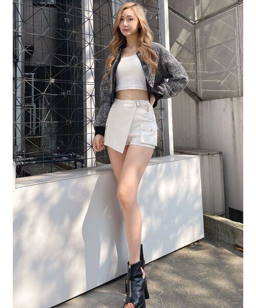 GYDA（ジェイダ）の「mix material ライト中綿ブルゾン（ブルゾン・レディース・オフホワイト/ブラック・FREE）」の15枚目の写真