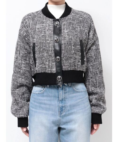 GYDA（ジェイダ）の「mix material ライト中綿ブルゾン（ブルゾン・レディース・オフホワイト/ブラック・FREE）」の17枚目の写真