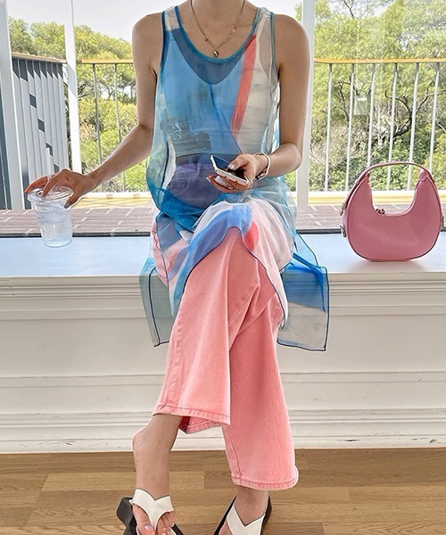 c.u.l（シーユーエル）の「ニュアンス柄 シアーワンピースculw657（ワンピース・レディース・ブルー・FREE）」の12枚目の写真