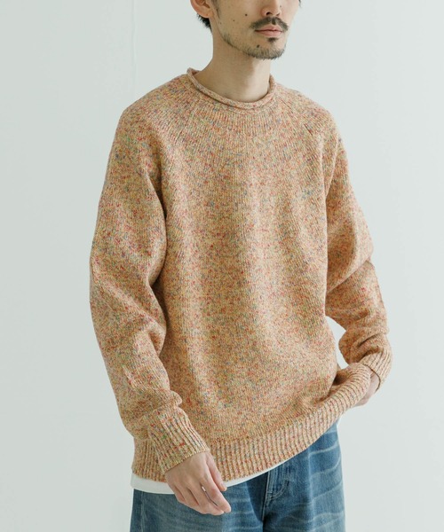 URBAN RESEARCH（アーバンリサーチ）の「MILLEFILIミックスロールネックニット（ニット/セーター・メンズ・オレンジ系その他/ホワイト系その他/ブルー系その他・MEDIUM/LARGE）」の4枚目の写真