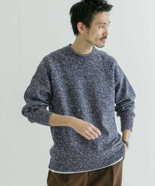 URBAN RESEARCH（アーバンリサーチ）の「MILLEFILIミックスロールネックニット（ニット/セーター・メンズ・オレンジ系その他/ホワイト系その他/ブルー系その他・MEDIUM/LARGE）」の7枚目の写真