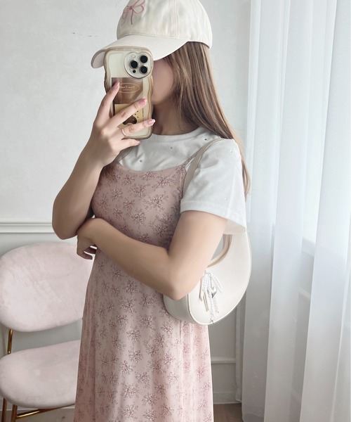 apres jour(アプレジュール)の「ウエストリボンキャミワンピース【ZOZOTOWN限定アイテム】(ワンピース・レディース・ホワイト/ブラック/ブラック系その他/ピンク系その他・X-LARGE/フリー)」の4枚目の写真