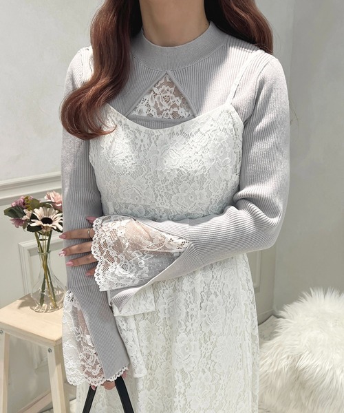 apres jour(アプレジュール)の「ウエストリボンキャミワンピース【ZOZOTOWN限定アイテム】(ワンピース・レディース・ホワイト/ブラック/ブラック系その他/ピンク系その他・X-LARGE/フリー)」の7枚目の写真