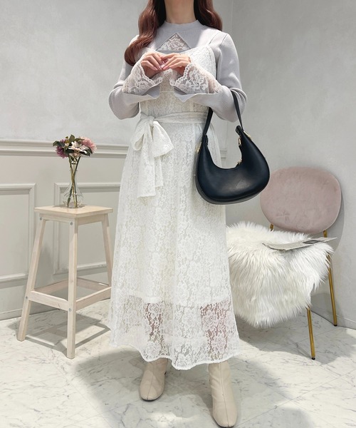 apres jour(アプレジュール)の「ウエストリボンキャミワンピース【ZOZOTOWN限定アイテム】(ワンピース・レディース・ホワイト/ブラック/ブラック系その他/ピンク系その他・X-LARGE/フリー)」の10枚目の写真