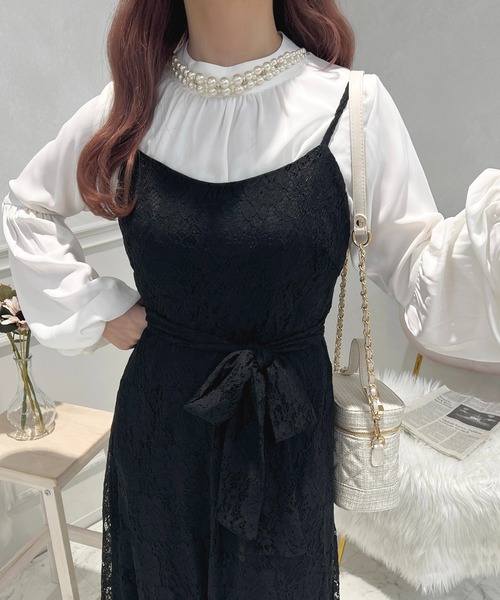 apres jour(アプレジュール)の「ウエストリボンキャミワンピース【ZOZOTOWN限定アイテム】(ワンピース・レディース・ホワイト/ブラック/ブラック系その他/ピンク系その他・X-LARGE/フリー)」の17枚目の写真
