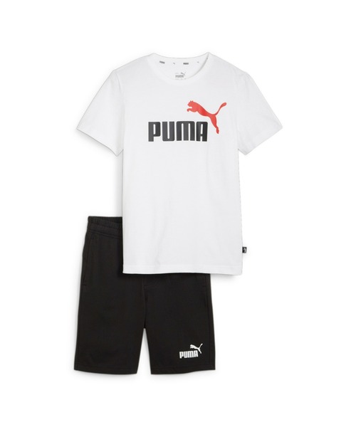 PUMA（プーマ）の「PUMA プーマ キッズ ボーイズ 半袖 Tシャツ アンド ショーツ セット 120-160cm（ジャージ・キッズ・ホワイト×レッド/レッド/コバルトブルー・150/160/140/120/130）」の2枚目の写真