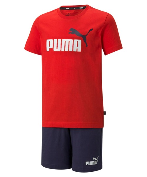 PUMA（プーマ）の「PUMA プーマ キッズ ボーイズ 半袖 Tシャツ アンド ショーツ セット 120-160cm（ジャージ・キッズ・ホワイト×レッド/レッド/コバルトブルー・150/160/140/120/130）」の3枚目の写真