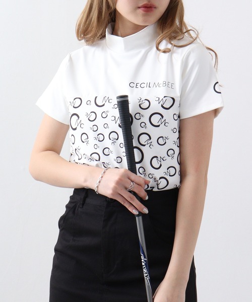 CECIL McBEE（セシルマクビー）の「切り替えオールオーバーモックネック（Tシャツ/カットソー・レディース・ホワイト/ブラック・2/1）」の3枚目の写真