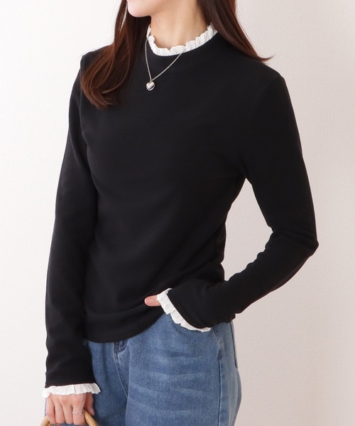 Lace Ladies(レースレディース)の「レース ドッキング プチハイネック 長袖 プルオーバー(Tシャツ/カットソー・レディース・ブラック/ホワイト・XL/M/S)」の18枚目の写真
