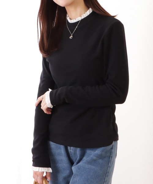 Lace Ladies(レースレディース)の「レース ドッキング プチハイネック 長袖 プルオーバー(Tシャツ/カットソー・レディース・ブラック/ホワイト・XL/M/S)」の20枚目の写真