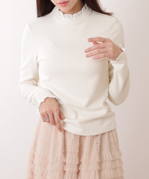 Lace Ladies(レースレディース)の「レース ドッキング プチハイネック 長袖 プルオーバー(Tシャツ/カットソー・レディース・ブラック/ホワイト・XL/M/S)」の5枚目の写真