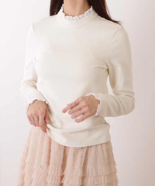 Lace Ladies(レースレディース)の「レース ドッキング プチハイネック 長袖 プルオーバー(Tシャツ/カットソー・レディース・ブラック/ホワイト・XL/M/S)」の9枚目の写真
