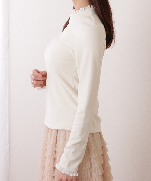 Lace Ladies(レースレディース)の「レース ドッキング プチハイネック 長袖 プルオーバー(Tシャツ/カットソー・レディース・ブラック/ホワイト・XL/M/S)」の10枚目の写真