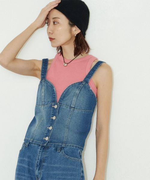 Auntie Rosa Holiday（アンティローザホリデー）の「デニムビスチェ（キャミソール・レディース・ライトブルー/ブルー・FREE）」の17枚目の写真