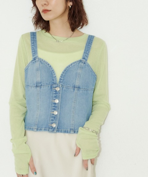 Auntie Rosa Holiday（アンティローザホリデー）の「デニムビスチェ（キャミソール・レディース・ライトブルー/ブルー・FREE）」の3枚目の写真