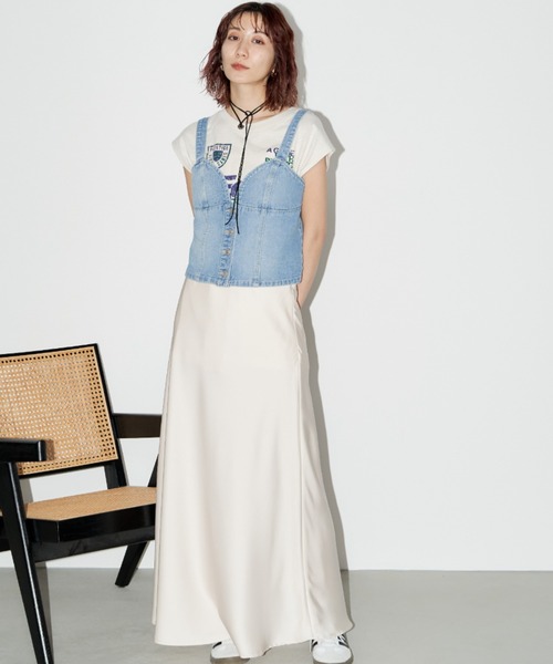 Auntie Rosa Holiday（アンティローザホリデー）の「デニムビスチェ（キャミソール・レディース・ライトブルー/ブルー・FREE）」の10枚目の写真