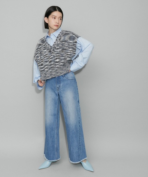 ADAM ET ROPE'（アダムエロペ）の「【WEB限定】ファンシーニットジレ（ニット/セーター・レディース・ベージュ系その他/オフホワイト/グレー/ブラック・FREE）」の6枚目の写真