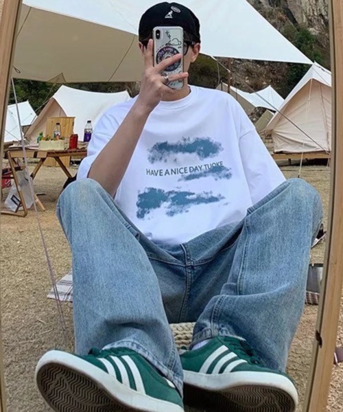 NOWLE（ノウル）の「【NOWLE】ルーズシルエット フロントロゴ プリント 半袖 Tシャツ（Tシャツ/カットソー・メンズ・ブラック/ホワイト・X-LARGE/MEDIUM/LARGE）」の3枚目の写真