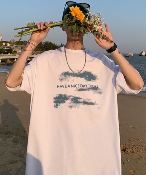NOWLE（ノウル）の「【NOWLE】ルーズシルエット フロントロゴ プリント 半袖 Tシャツ（Tシャツ/カットソー・メンズ・ブラック/ホワイト・X-LARGE/MEDIUM/LARGE）」の5枚目の写真