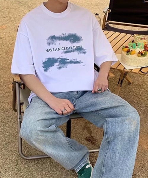 NOWLE（ノウル）の「【NOWLE】ルーズシルエット フロントロゴ プリント 半袖 Tシャツ（Tシャツ/カットソー・メンズ・ブラック/ホワイト・X-LARGE/MEDIUM/LARGE）」の6枚目の写真