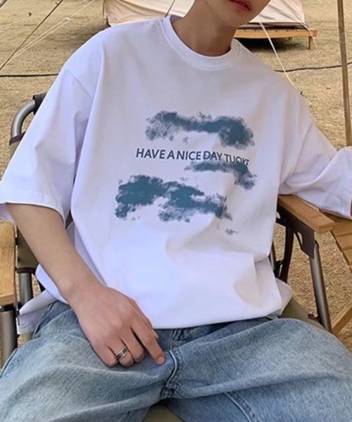 NOWLE（ノウル）の「【NOWLE】ルーズシルエット フロントロゴ プリント 半袖 Tシャツ（Tシャツ/カットソー・メンズ・ブラック/ホワイト・X-LARGE/MEDIUM/LARGE）」の7枚目の写真