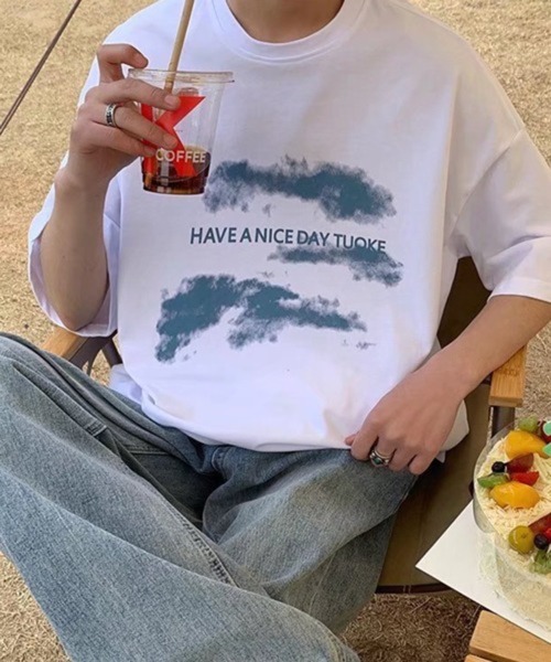 NOWLE（ノウル）の「【NOWLE】ルーズシルエット フロントロゴ プリント 半袖 Tシャツ（Tシャツ/カットソー・メンズ・ブラック/ホワイト・X-LARGE/MEDIUM/LARGE）」の8枚目の写真