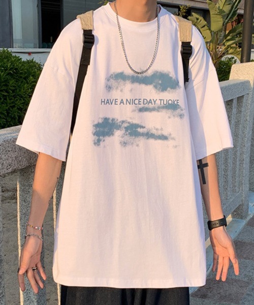 NOWLE（ノウル）の「【NOWLE】ルーズシルエット フロントロゴ プリント 半袖 Tシャツ（Tシャツ/カットソー・メンズ・ブラック/ホワイト・X-LARGE/MEDIUM/LARGE）」の9枚目の写真