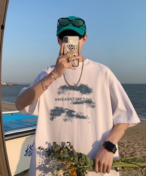 NOWLE（ノウル）の「【NOWLE】ルーズシルエット フロントロゴ プリント 半袖 Tシャツ（Tシャツ/カットソー・メンズ・ブラック/ホワイト・X-LARGE/MEDIUM/LARGE）」の11枚目の写真