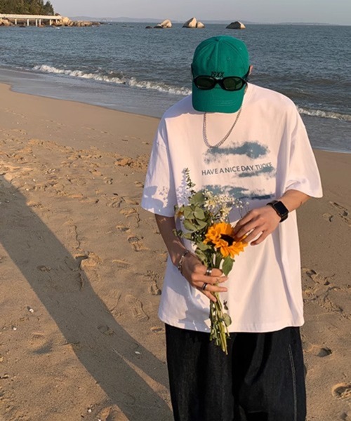 NOWLE（ノウル）の「【NOWLE】ルーズシルエット フロントロゴ プリント 半袖 Tシャツ（Tシャツ/カットソー・メンズ・ブラック/ホワイト・X-LARGE/MEDIUM/LARGE）」の12枚目の写真