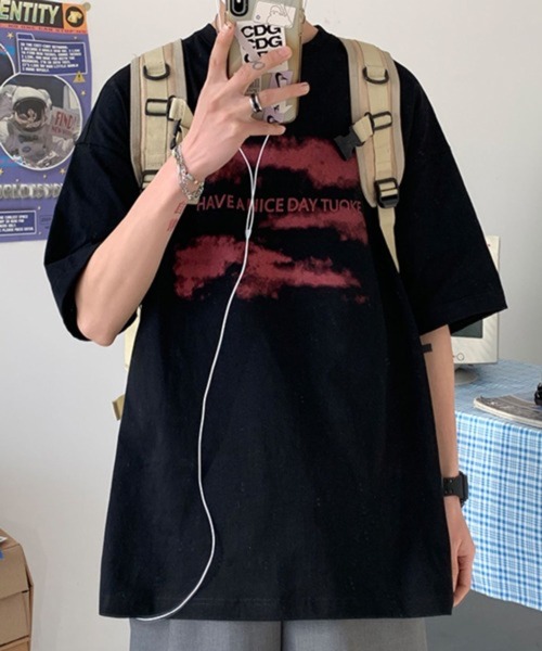 NOWLE（ノウル）の「【NOWLE】ルーズシルエット フロントロゴ プリント 半袖 Tシャツ（Tシャツ/カットソー・メンズ・ブラック/ホワイト・X-LARGE/MEDIUM/LARGE）」の20枚目の写真