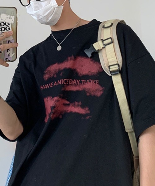 NOWLE（ノウル）の「【NOWLE】ルーズシルエット フロントロゴ プリント 半袖 Tシャツ（Tシャツ/カットソー・メンズ・ブラック/ホワイト・X-LARGE/MEDIUM/LARGE）」の21枚目の写真