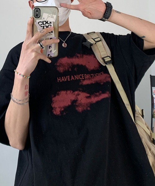 NOWLE（ノウル）の「【NOWLE】ルーズシルエット フロントロゴ プリント 半袖 Tシャツ（Tシャツ/カットソー・メンズ・ブラック/ホワイト・X-LARGE/MEDIUM/LARGE）」の22枚目の写真