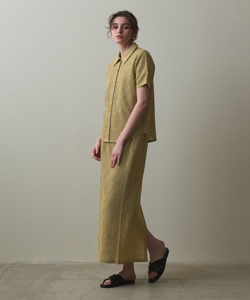 Steven Alan（スティーブンアラン）の「＜Steven Alan＞クレープ チェック イージー ロングスカート（スカート・レディース・オフホワイト/ライム/ブラウン・M/S）」の13枚目の写真