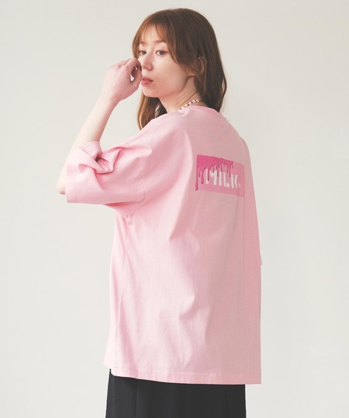 MILKFED.（ミルクフェド）の「MELT BAR WIDE S/S TEE（Tシャツ/カットソー・レディース・ライトピンク/ホワイト/ライトグリーン/ネイビー・M/L）」の4枚目の写真