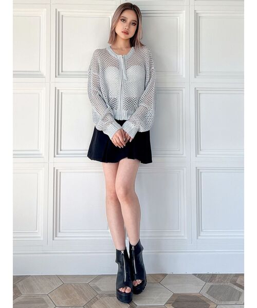 GYDA（ジェイダ）の「ラメメッシュニットカーディガン（カーディガン/ボレロ・レディース・ブラック/ライトグレー・FREE）」の3枚目の写真