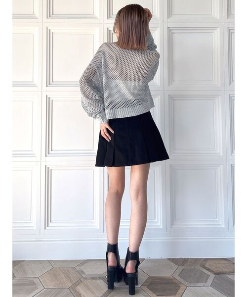 GYDA（ジェイダ）の「ラメメッシュニットカーディガン（カーディガン/ボレロ・レディース・ブラック/ライトグレー・FREE）」の8枚目の写真